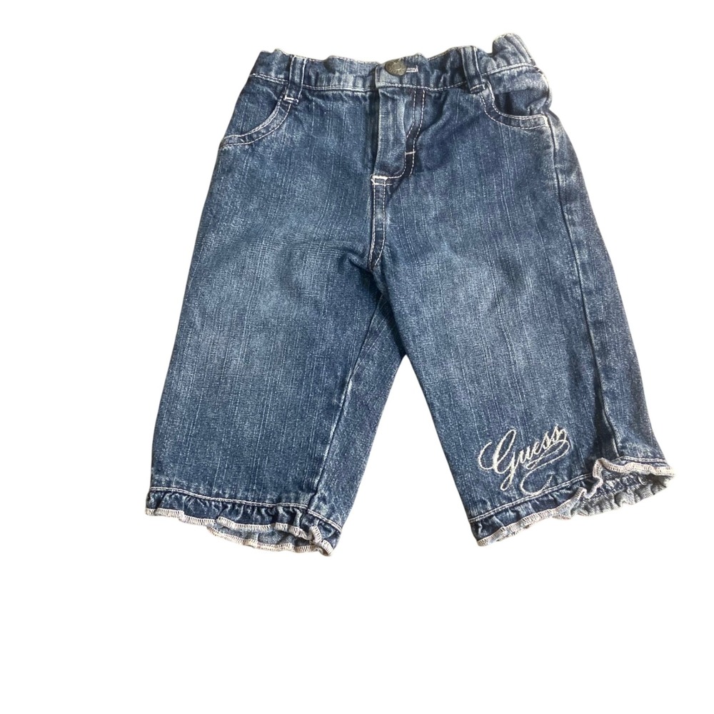 Guess Jeans‎ Denim Pants Baby Girls Blue Ruffle Hem Logo Embroidery SIZE 3/6M
